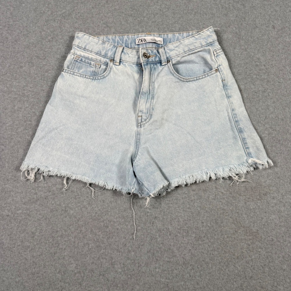 Zara Z1975 Light High Waisted Frayed Denim Shorts Country Rodeo Womens Size 2